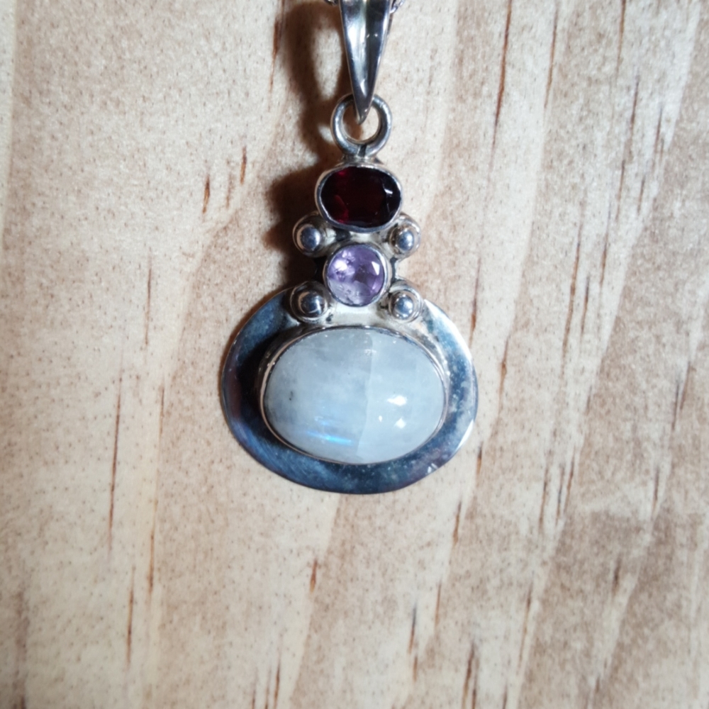 Moonstone, Tanzanite & Garnet Necklace - Picture 1 of 6